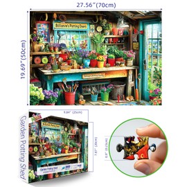 MINIWAN 1000 Piece Jigsaw Puzzle for Adults - Billionaire's Potting Shed Garden with Colorful Plants & Tools, 27.5x19.7 Inches Unique Challenging Adult Puzzle for Relaxation & Home Decor
