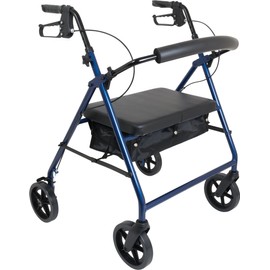 Probasics Heavy Duty Aluminum Bariatric Rollator with 8-inch Wheels, 400 Pound Weight Capacity, Blue