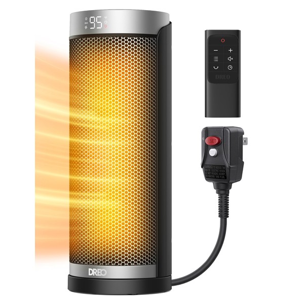 Dreo Space Heater for Bathroom and Indoor, 1500W Portable Ceramic Electric Heater, Adjustable Thermostat, 70°Oscillating, 5 Modes, Remote for Home Bedroom, 12H Timer, with ALCI Safety Plug