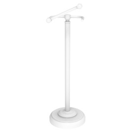 WZKALY Toilet Paper Holder Stand, White Toilet Paper Holder Free Standing, Post Pivoting Design & Stable Weighted Base SUS304 Stainless Steel for Bathroom (Mega Roll)