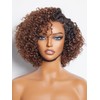 LUVME HAIR 8 Inch Kinky Curly Ombre Brown Bob Wig