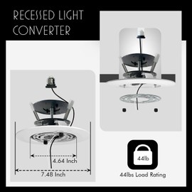 C4LIF 5/6" Recessed Can Light Conversion Kit, for Ceiling Light Fixture, Pendant Light, Hanging Light, Ceiling Fan.Ideal for Kitchen,Livingroom,Island,Dinning Room,1 Pack