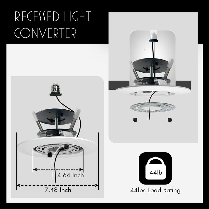C4LIF 5/6" Recessed Can Light Conversion Kit, for Ceiling Light