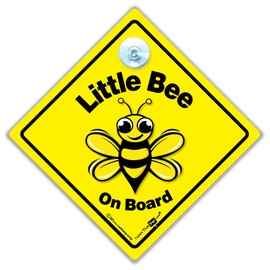 Little Bee On Board Sign, Baby On Board Car Sign, Baby Car Sign, Grandchild on Board Sign 14 x 14 x 2cm