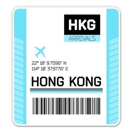 Squiddy Hong Kong International Airport Code HKG Travel Luggage Tag - Vinyl Sticker Decal for Phone, Laptop, Water Bottle (3" high)
