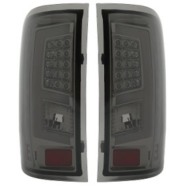 HECASA Pair LED Tail Light Compatible with 2014-2018 GMC Sierra 1500 / 2500HD / 3500HD Pickup LED Tube Bar Brake Lamps Rear Tail Lamps Smoke Lens Chrome Housing Driver & Passenger Side