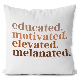 Likjad African American Gifts,African American Black Gifts,Black African American Pillow Covers 18x18 - Educated Motivated Elevated Decorative Throw Pillow Cover, Black Women Girls Gifts