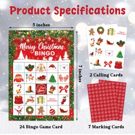 Isfvqyub Christmas Bingo Game Cards, Winter Games for Adults Large Group Friends Family, Outdoor Indoor Bingo Party Games Set, Christmas New Year Holiday Party Favors Decorations -03