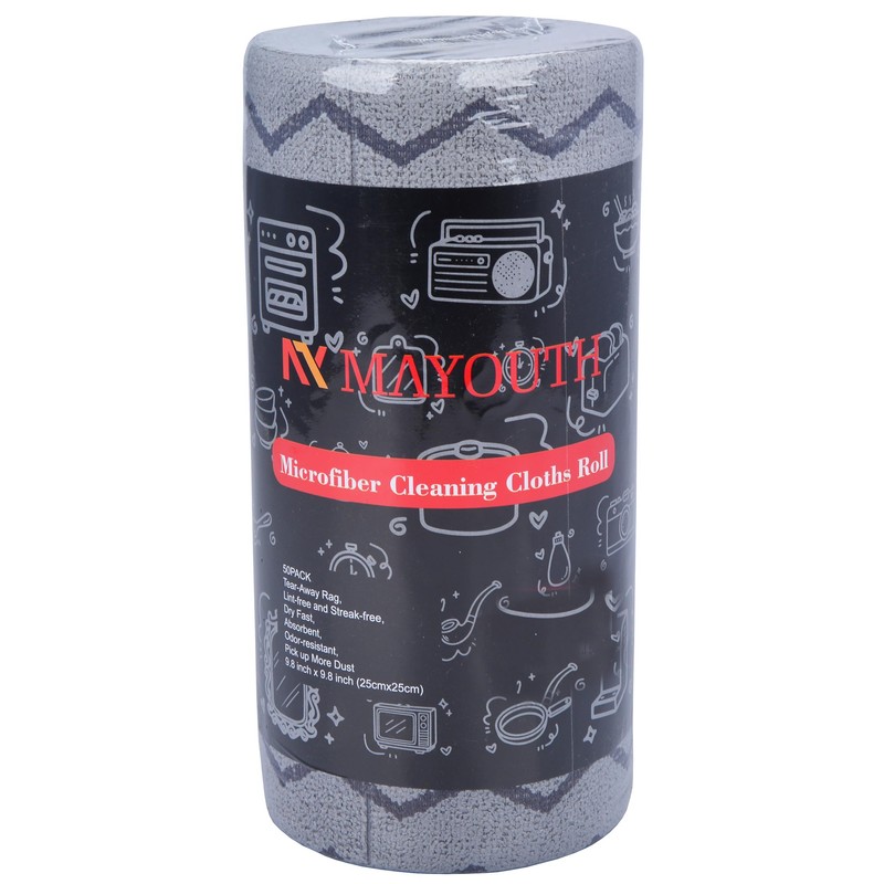 Microfiber Cleaning Cloths Roll 50-Pack Reusable Paper Towels for Car