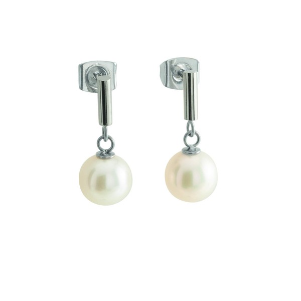 Boccia 05043-01 Women's Titanium Stud Earrings in Silver with Pearl,