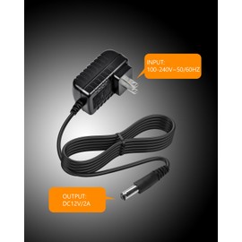 FOYU Universal 12V 2A 24W AC/DC Adapter Switching Power Supply with 8 Size Plug Tips, Replacement Wall Charger Cord for Ultrasonic Jewelry Cleaner/SPS100 Breast Pumps [UL List] (Only Adapter)