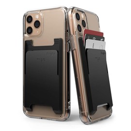 Ringke Slot Card Holder (2 Pack) Designed for Smartphones, Adhesive Stick On Wallet Case Minimalist Slim Hard Premium Credit Card Cash Sleeve - Black