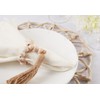 Fennco Styles Handmade White Mango Wood Bead Tassel Napkin Rings,