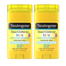 Neutrogena Beach Defense Kids Sunscreen Stick SPF 60+, Hawaii Reef Act 104 Compliant, Octinoxate & Oxybenzone Free, Sunscreen for Face & Body, Travel Size Sun Protection, 1.5 oz