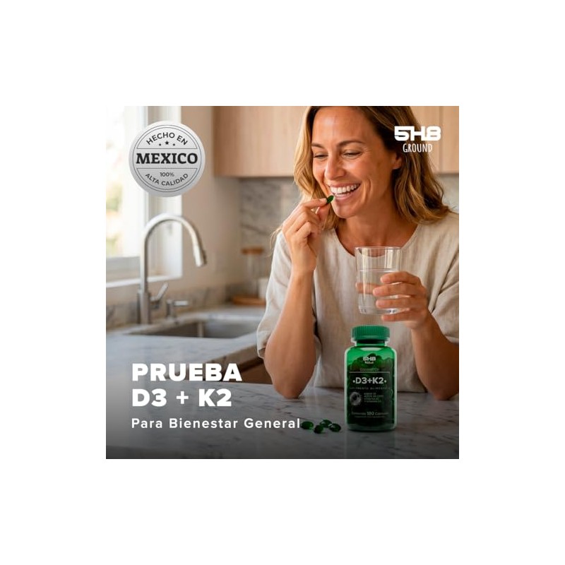 Vitamina D3+K2 Adicionado Con Aceite De Coco - 180 Capsulas