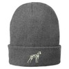 Trendy Apparel Shop Dalmatian Embroidered Winter Knitted Long Beanie - Grey