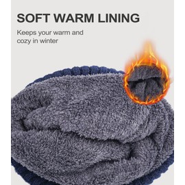 FORVEVO Men's Winter Thermal Knitted Hats for Men, Warm Fleece Running Hat Beanie, navy