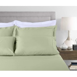 Threadmill Pillow Cases Standard Size | 800 Thread Count Sateen Weave | 100% Cotton 2 Piece Solid Pillow Covers | Extra Long Staple Cotton | Hotel Quality Sage Green Pillow Covers