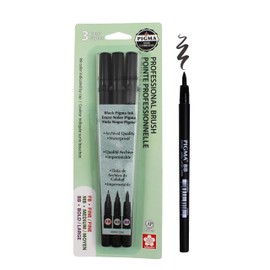 Sakura Pigma Professional Brush Pens - Archival Black Ink Pens - Pens for Lettering, Modern Calligraphy, or Drawing - Brush Nibs - 3 Pack