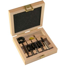 FAMAG 3572 3572.503 Drill Bit Countersink Set HSS 5 Pieces in Wooden Box Diameter 3.4.5 mm Bit Holder with Depth Adjustment Ring