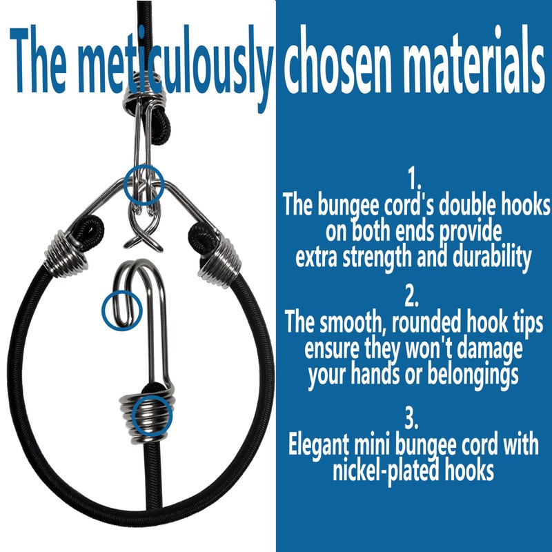 YELIER Mini Bungee Cords with Hooks. Small Bungee Cords with