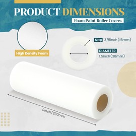 Nuenen 18 Pcs 9 Inch Foam Paint Roller, High Density Foam Paint Roller Covers Paint Roller for Painting Walls Doors Houses Cabinets Ceilings Furniture Smooth Even Finishes, White