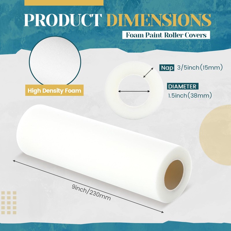 Nuenen 18 Pcs 9 Inch Foam Paint Roller, High Density