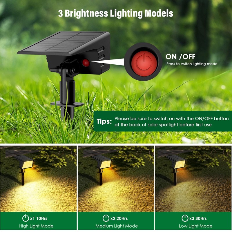 LAMKEEP Solar Spot Lights Outdoor with 60 LED & Auto