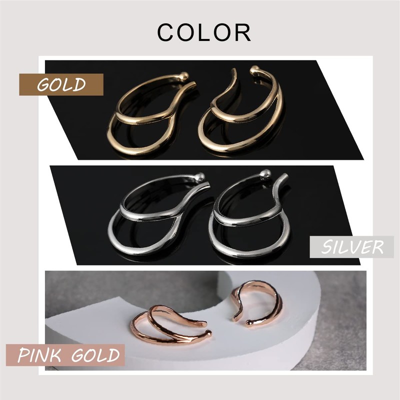 Cruyff Ear Cuffs, Ear Cuffs, Earrings, Large, Hypoallergenic, Double Line,