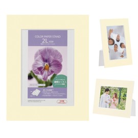 Hakuba AMZMCPS-2LCR 4977187003826 Paper Photo Frame, Color Paper Stand, AZ 2L Size, Cream, Supports Both Tabletops and Walls, Transparent Sheet Included