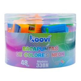 Koovi  Sacapuntas De Colores Neon, C48 PZ, afilador de lpices con depsito escolar, uso escolar o de oficina, modelo 338N                              