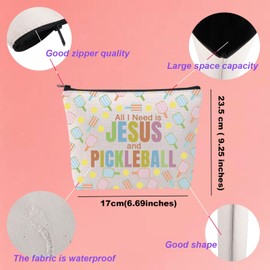 KUIYAI Christian Pickleball Cosmetic Bag Pickle Ball Player Gift Pickleball Coach Gift All I Need is Jesus and Pickleball Makeup Bag (JesusPickleball Mup)