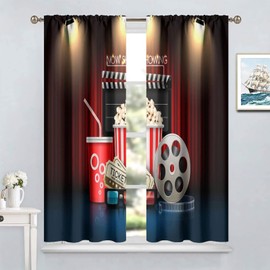 Movie Theater Curtains Film Strips Vintage Movie Frame Pattern Beige Brown Door Curtains Modern Home Living Room Decorations 85x85inch(214x214cm)