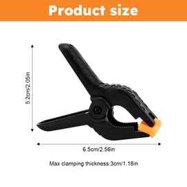 Pack of 20 Clamps, Black Nylon Spring Clamps, Plastic Retaining Clips, Adjustable Collet, Clamping Clamps for Studios, Art, Crafts, Wood Workshop, Photography