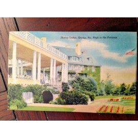 Skytop Lodge "High in the Poconos" Skytop PA. "Porch" view Postcard Ships Free!!