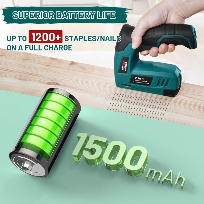 NEU MASTER Electric Staple Gun, 2 in 1 Cordless Brad