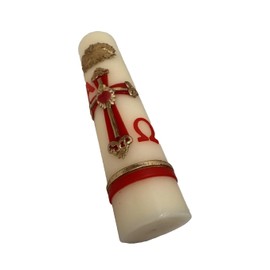 Easter Lent Paschal Candle Wax Alpha Omega Red Cross 8"x 2" Cirio Pascual Semana Santa