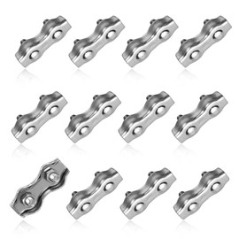 HERKINDNESS Wire Rope Clamp, Pack of 12 M4 Rope Clamps Made of Stainless Steel, Double Rope Clamp 4 mm, Steel Cable Clamp, Firmly Fixed, for 4 mm Wire Rope, Tent Ropes and Laundry Ropes