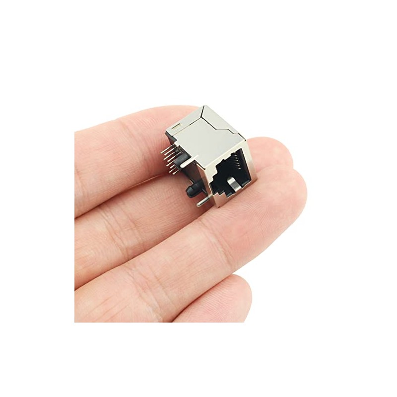 Conector de PCB RJ45 10 piezas RJ45 blindado 8P8C 90