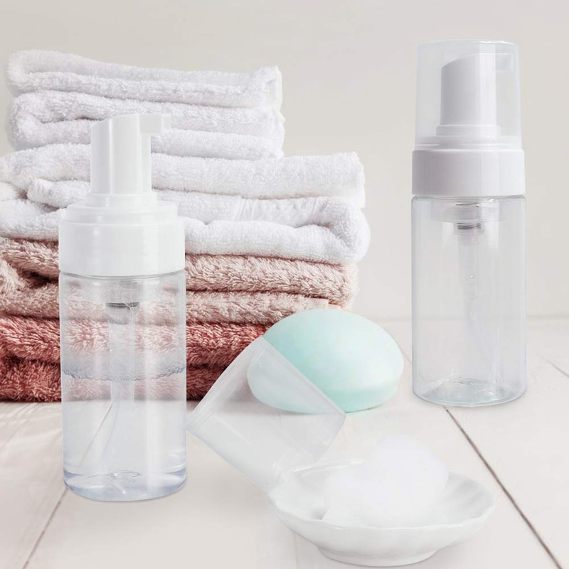 FUTISKY 4-Pack Mini Plastic Foaming Soap Pump Dispenser Bottles, BPA-Free,