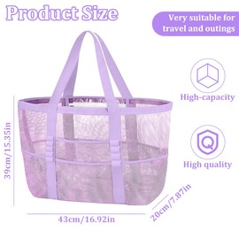 Beach Bag for Women Mesh Beach Bag Family Size Shopping Bag Foldable Handbag Storage Bag with Bag Suitable for Beach, Holiday, Travel, Shopping