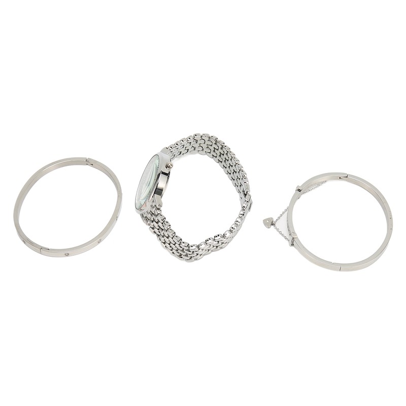 3pcs Women Watch Rhinestone Bracelet Set Accurate Time Stylish Waterproof