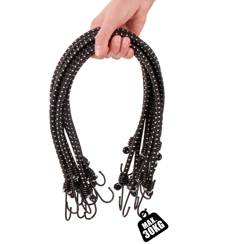 com-four® Set of 10 Rubber Tensioners with Reflective Strips –