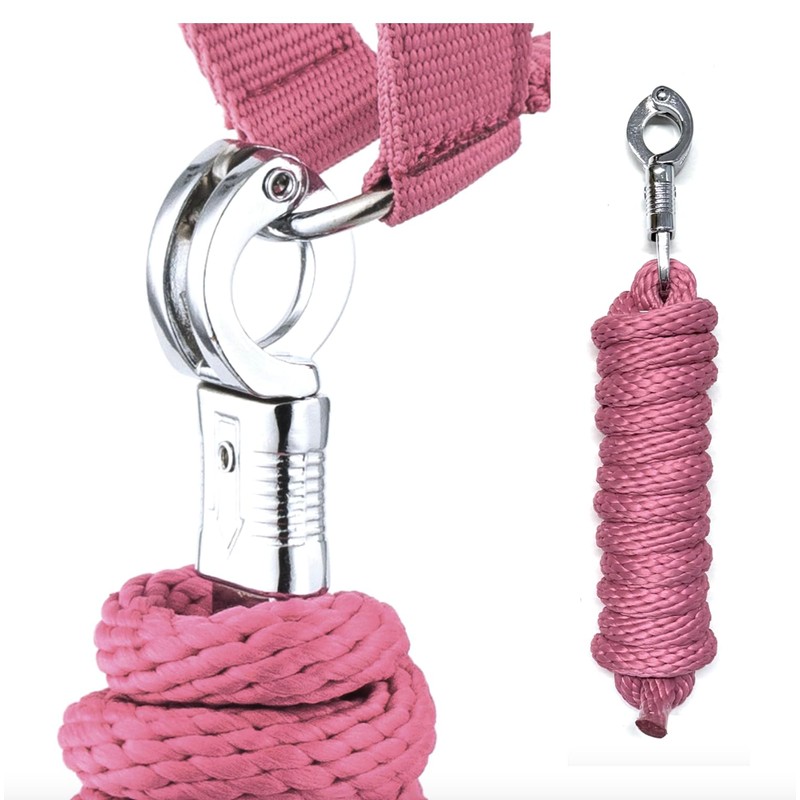 Faux Fur Halter Lead Rope Set with Panic Hook Adjustable