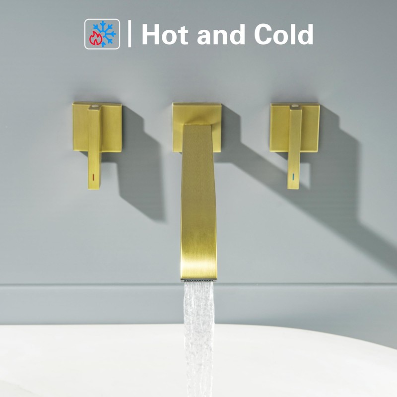 BEIYI Wall Mount Tub Filler Brushed Gold Bathtub Faucet Extra
