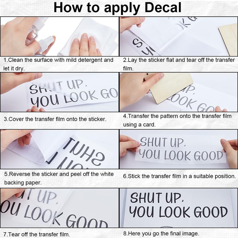 CRASPIRE 12 Sheets Mirror Affirmation Decal 9.2x3.4in Shut Up You