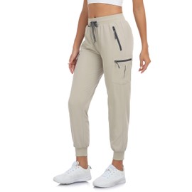 Nomolen Women's Hiking Cargo Capri Pants Lightweight Quick Dry Joggers Outdoor Casual Travel Capris with Zipper Pockets