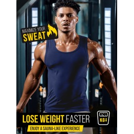 Sweat Spark - Chaleco de sudor para hombre, aumenta la pérdida de peso con mayor tecnología de sudoración y compresión para hombres (XS-7XL), Azul marino, 5X-Large