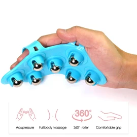 CICIFAUS Massage Ball Roller and Therapy Ball - Hand Held Back and Foot Massager - Trigger Point Massage Tool - Blue