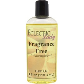 Fragrance Free Bath Oil by Eclectic Lady - Scented Bath Oil - Relaxing & Moisturizing Bathing Oil - Fragrance Body Oil for Dry & Rough Sensitive Skin - Body Daily Nourishing Shower Oil (4 oz)